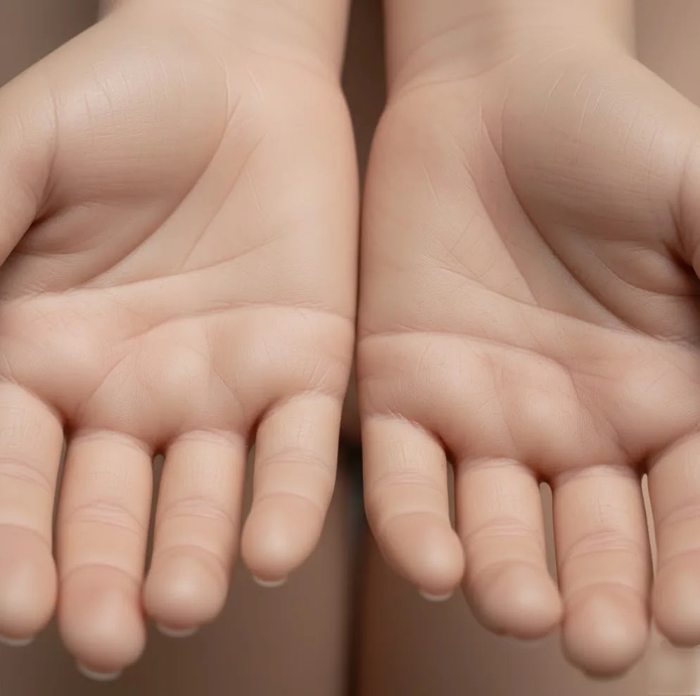 手のひらを見せている両手のアップ。